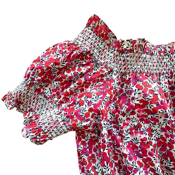 J CREW x LIBERTY | NWOT WILTSHIRE SMOCKED COTTON OFF SHOULDER CROP TOP | SMALL - Picture 3 of 7